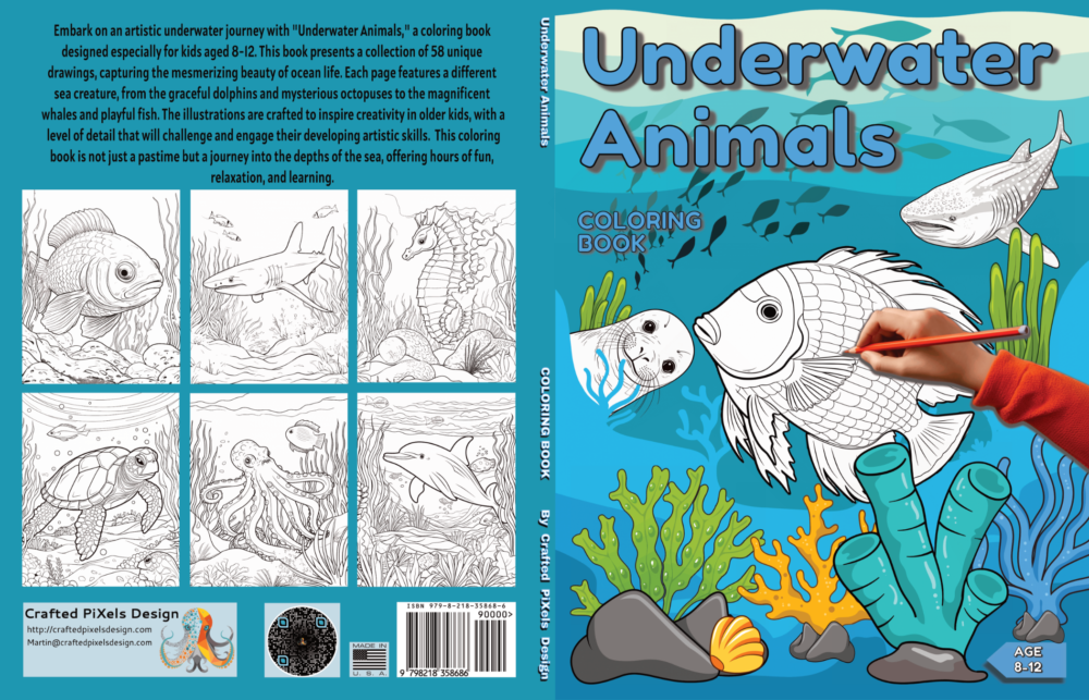  Underwater Animals: Coloring Book