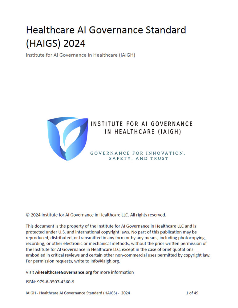 Healthcare AI Governance Standard (HAIGS) 2024